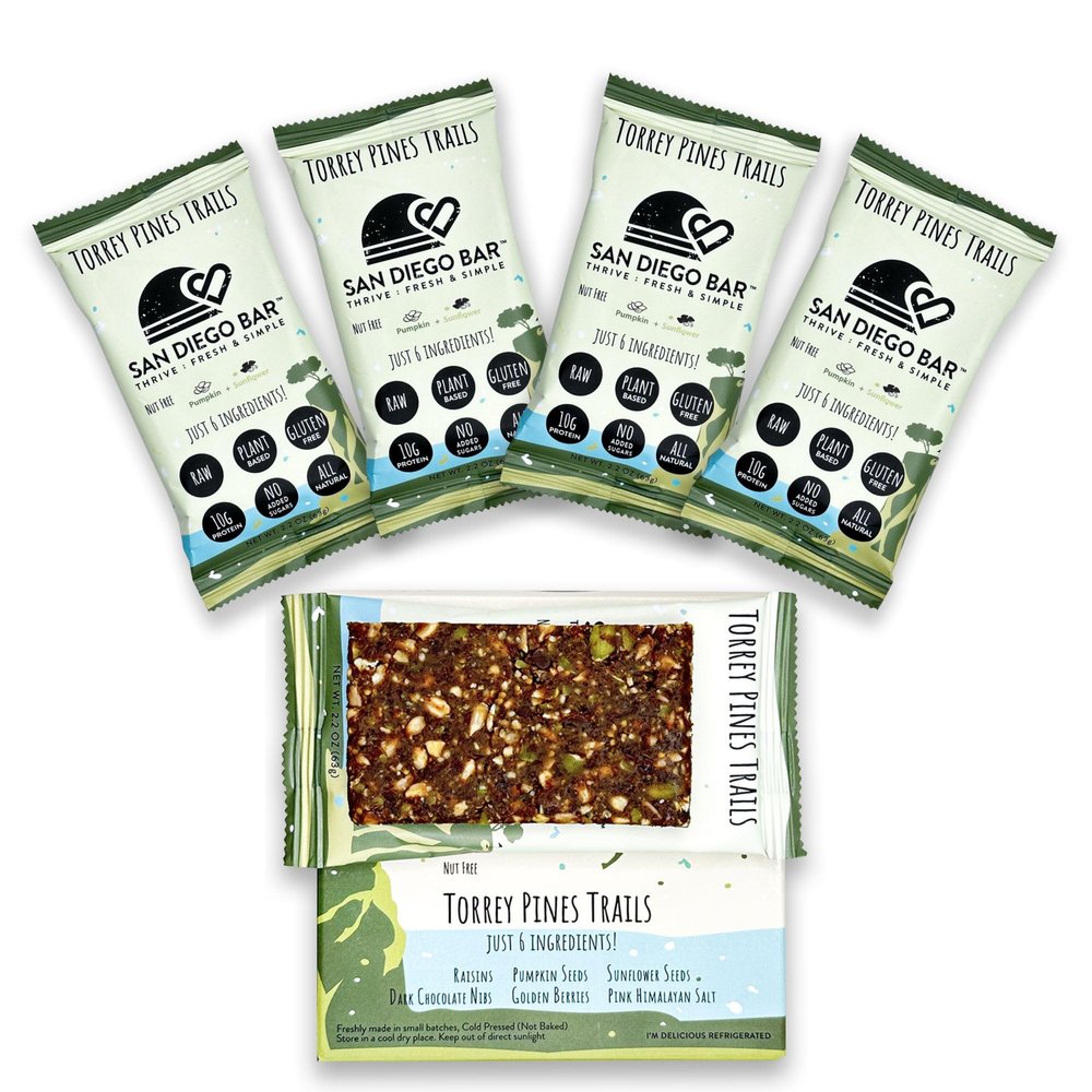 San Diego Bar-Torrey Pines Trails | Pumpkin + Sun Flower | RAW & Vegan Protein Bars | Sugar & Gluten Free | Breakfast Bars | Energy Bars | Snack Bars | 6 Whole Food Ingredients | Plant-Based Protein
