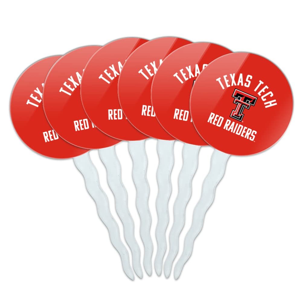 GRAPHICS & MORE Texas Tech University Official Logo Cupcake Picks Toppers Decoration Set of 6