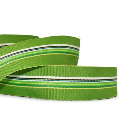 1 Pcs 1 1/2"W Stripe Grosgrain Ribbon Green Yellow White Color 5 Yards, Stripe Ribbon for Gift Wrapping | #AA120RK