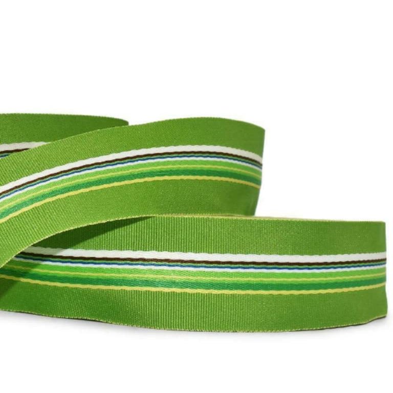 1 Pcs 1 1/2"W Stripe Grosgrain Ribbon Green Yellow White Color 5 Yards, Stripe Ribbon for Gift Wrapping | #AA120RK