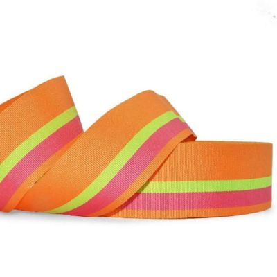 1 Pcs 1 1/2"W Stripe Grosgrain Ribbon Bright Orange Pink Lime Green Color 5 Yards, Stripe Ribbon for Gift Wrapping | #AA120RK
