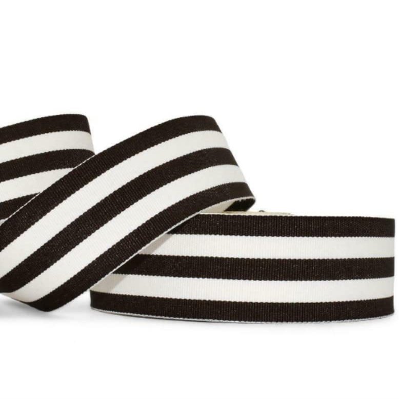 1 Pcs 1 1/2"W Stripe Grosgrain Ribbon Brown White Taffy Color 5 Yards, Stripe Ribbon for Gift Wrapping | #AA120RK