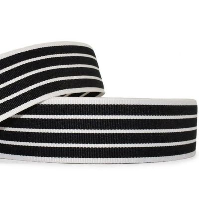 1 Pcs 1 1/2"W Stripe Grosgrain Ribbon White Black Color 5 Yards, Stripe Ribbon for Gift Wrapping | #AA120RK