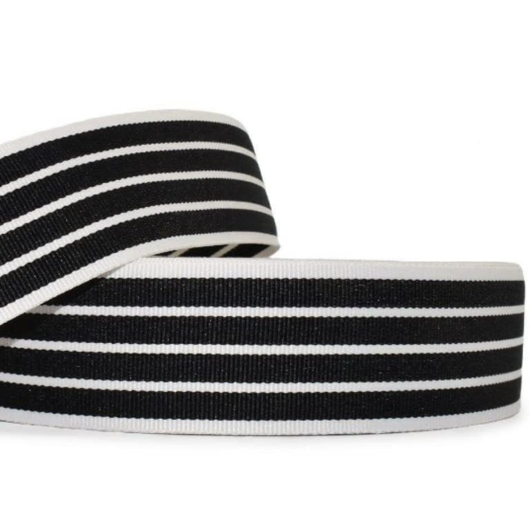 1 Pcs 1 1/2"W Stripe Grosgrain Ribbon White Black Color 5 Yards, Stripe Ribbon for Gift Wrapping | #AA120RK