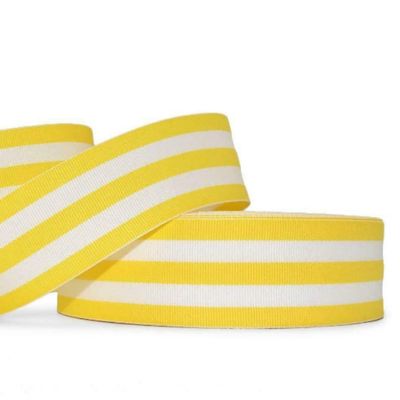 1 Pcs 1 1/2"W Stripe Grosgrain Ribbon Yellow White Taffy Color 5 Yards, Stripe Ribbon for Gift Wrapping | #AA120RK