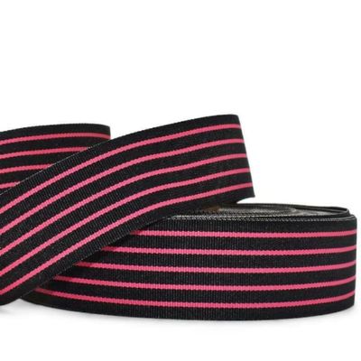 1 Pcs 1 1/2"W Stripe Grosgrain Ribbon Pink Black Color 5 Yards, Stripe Ribbon for Gift Wrapping | #AA120RK