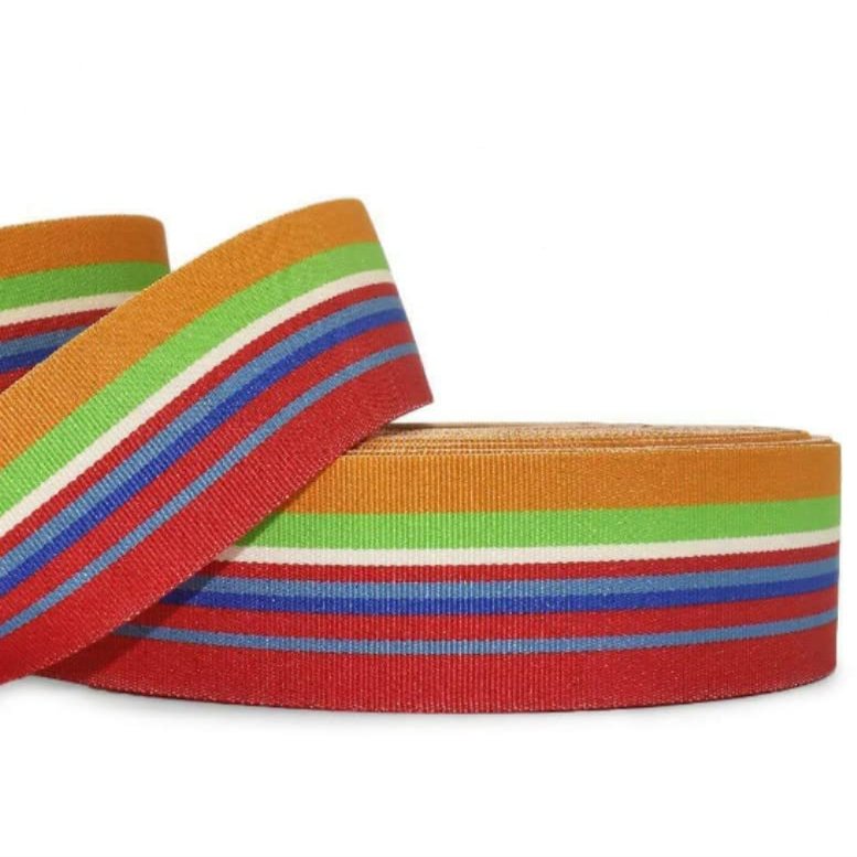 1 Pcs 1 1/2"W Stripe Grosgrain Ribbon Red Blue Green Golden Color 5 Yards, Stripe Ribbon for Gift Wrapping | #AA120RK