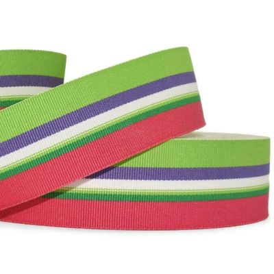 1 Pcs 1 1/2"W Stripe Grosgrain Ribbon Pink Green Purple White Color 5 Yards, Stripe Ribbon for Gift Wrapping | #AA120RK