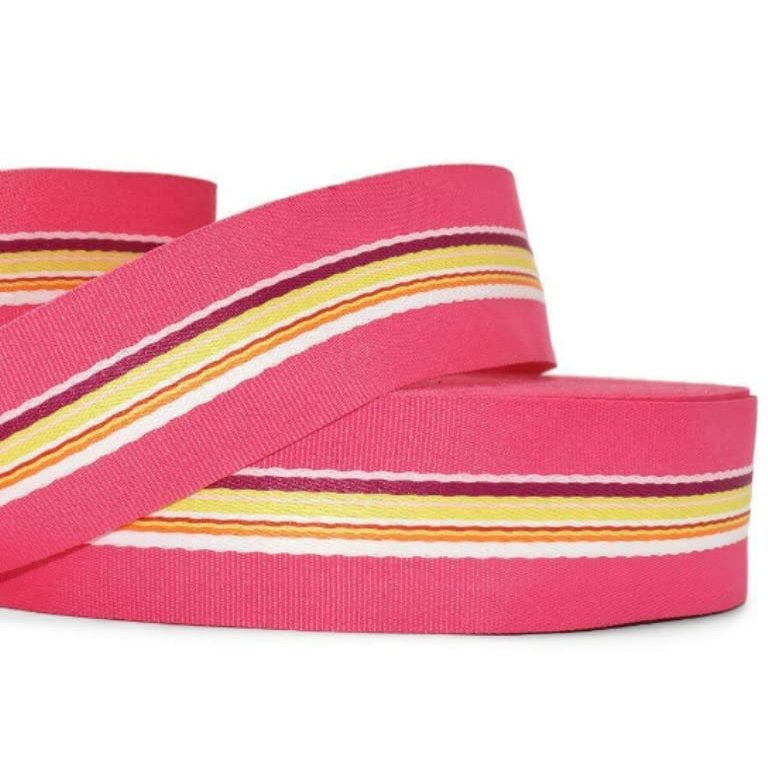 1 Pcs 1 1/2"W Stripe Grosgrain Ribbon Pink Yellow Orange Red Color 5 Yards, Stripe Ribbon for Gift Wrapping | #AA120RK