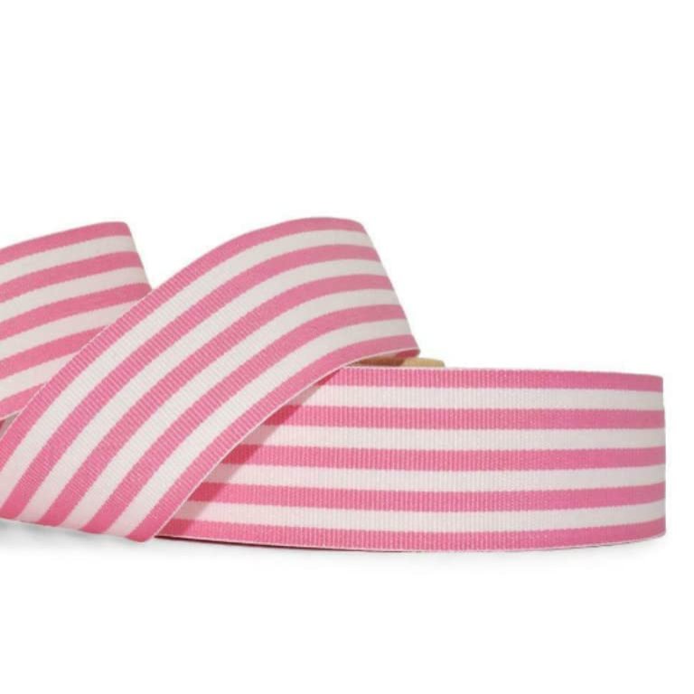 1 Pcs 1 1/2"W Stripe Grosgrain Ribbon Pink White Color 5 Yards, Stripe Ribbon for Gift Wrapping | #AA120RK