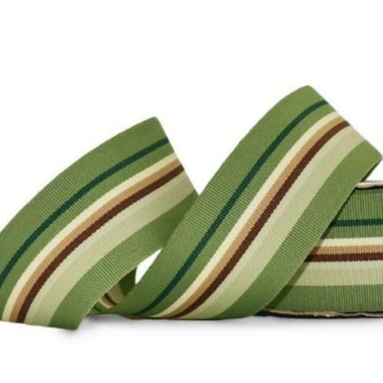 1 Pcs 1 1/2"W Stripe Grosgrain Spool Green Brown 10 Yards, Stripe Ribbon for Gift Wrapping | #AA120RK