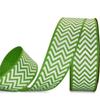 1 Pcs 1 1/2"W Chevron Stripe Zig Zag Grosgrain Ribbon Green White 5 Yards, Ribbon for Gift Wrapping | #AA120RK view 1
