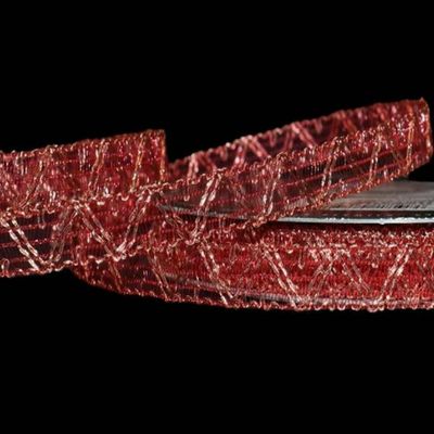 1 Pcs 3/8"W Zig Zag Criss Cross Trim Ribbon Red Metallic 5 Yards, Ribbon for Gift Wrapping | #AA120RK