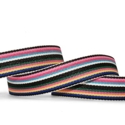 1 Pcs 5/8"W Stripe Grosgrain Ribbon Black Pink Blue Yellow Green White 10 Yards, Stripe Ribbon for Gift Wrapping | #AA120RK