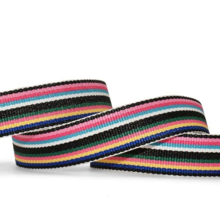 1 Pcs 5/8"W Stripe Grosgrain Ribbon Black Pink Blue Yellow Green White 10 Yards, Stripe Ribbon for Gift Wrapping | #AA120RK