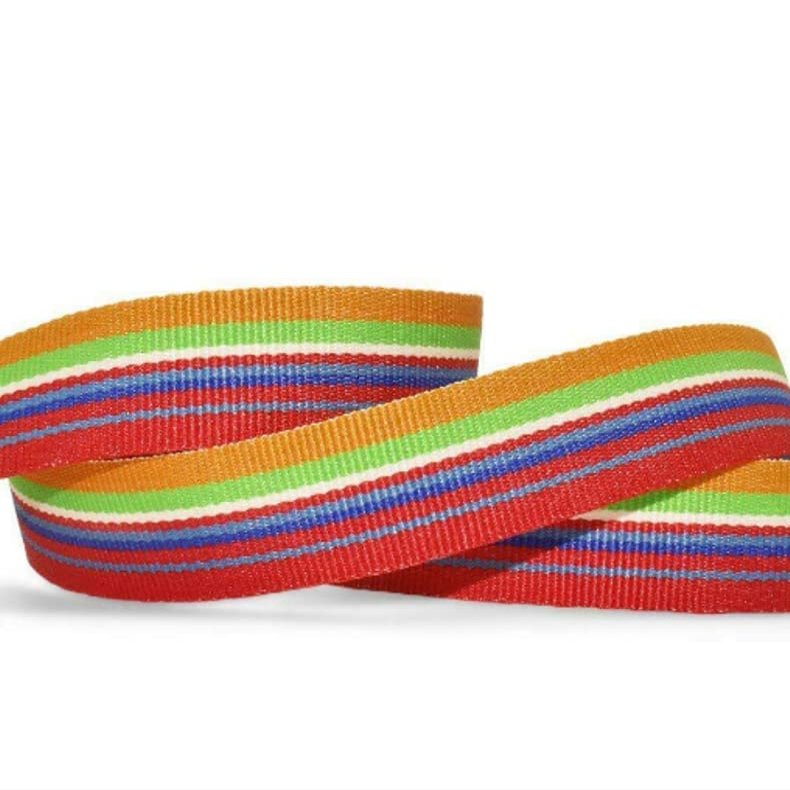 1 Pcs 5/8"W Stripe Grosgrain Ribbon Red Gold Blue Green White 10 Yards, Stripe Ribbon for Gift Wrapping | #AA120RK
