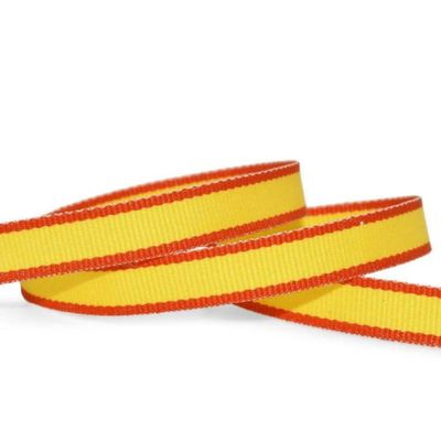 1 Pcs 3/8"W Striped Edge Lollipop Grosgrain Ribbon Yellow Orange 10 Yards, Stripe Ribbon for Gift Wrapping | #AA120RK