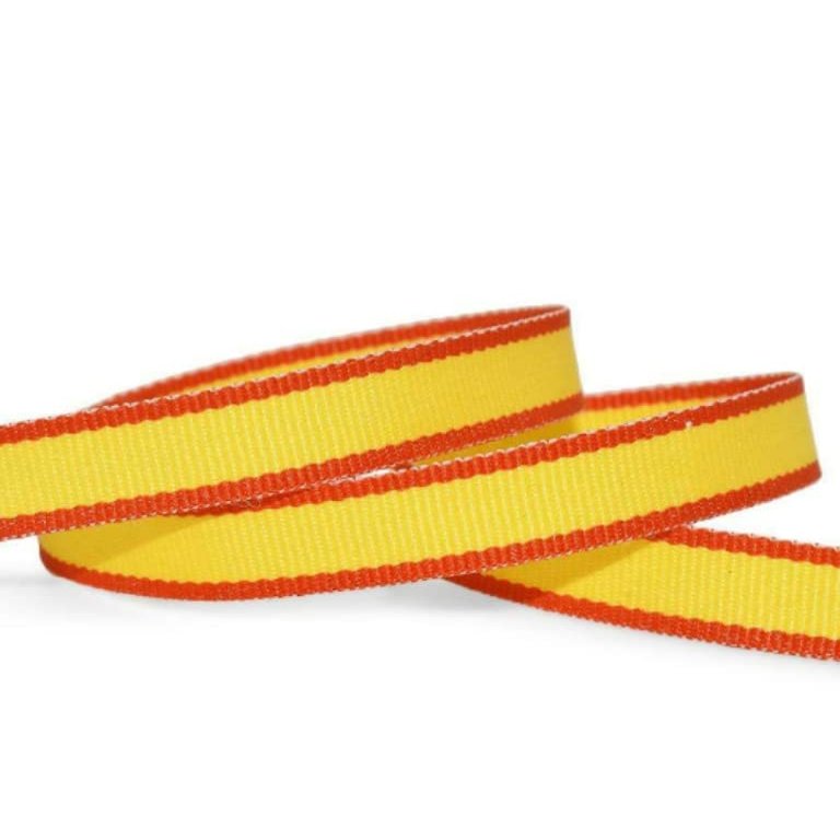 1 Pcs 3/8"W Striped Edge Lollipop Grosgrain Ribbon Yellow Orange 10 Yards, Stripe Ribbon for Gift Wrapping | #AA120RK