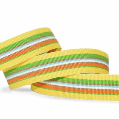 1 Pcs 5/8"W Stripe Grosgrain Ribbon Yellow Green Orange White 10 Yards, Stripe Ribbon for Gift Wrapping | #AA120RK