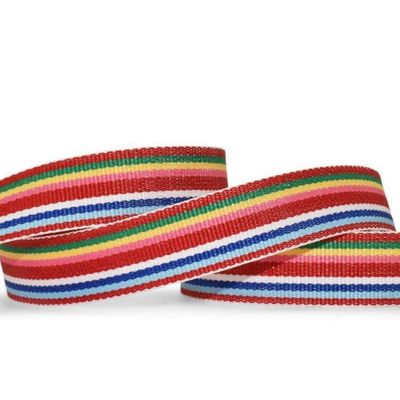 1 Pcs 5/8"W Stripe Grosgrain Ribbon Red Blue Green Yellow Pink White 10 Yards, Stripe Ribbon for Gift Wrapping | #AA120RK