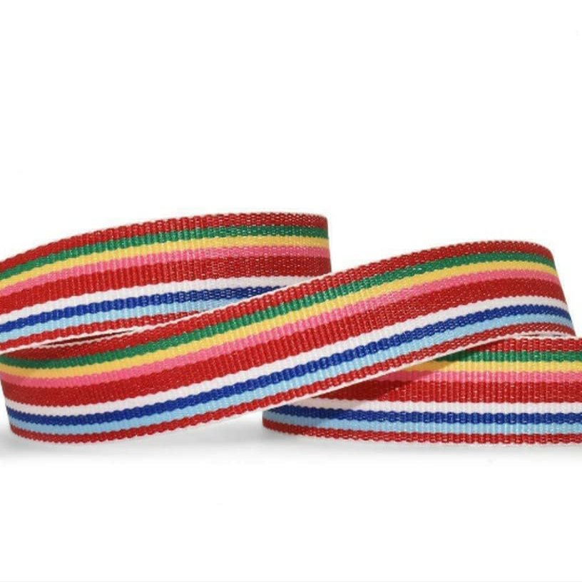 1 Pcs 5/8"W Stripe Grosgrain Ribbon Red Blue Green Yellow Pink White 10 Yards, Stripe Ribbon for Gift Wrapping | #AA120RK