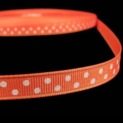 1 Pcs 3/8"W Polka Dot Grosgrain Ribbon Orange White 10 Yards, Ribbon for Gift Wrapping | #AA120RK