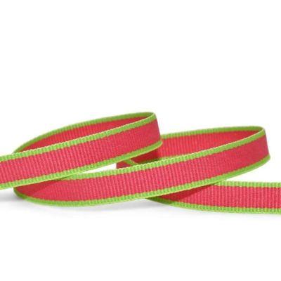 1 Pcs 3/8"W Striped Edge Lollipop Grosgrain Ribbon Pink Green 10 Yards, Stripe Ribbon for Gift Wrapping | #AA120RK