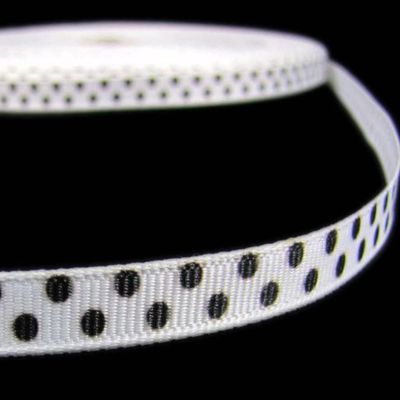 1 Pcs 3/8"W Polka Dot Grosgrain Ribbon White Black Confetti 10 Yards, Ribbon for Gift Wrapping | #AA120RK