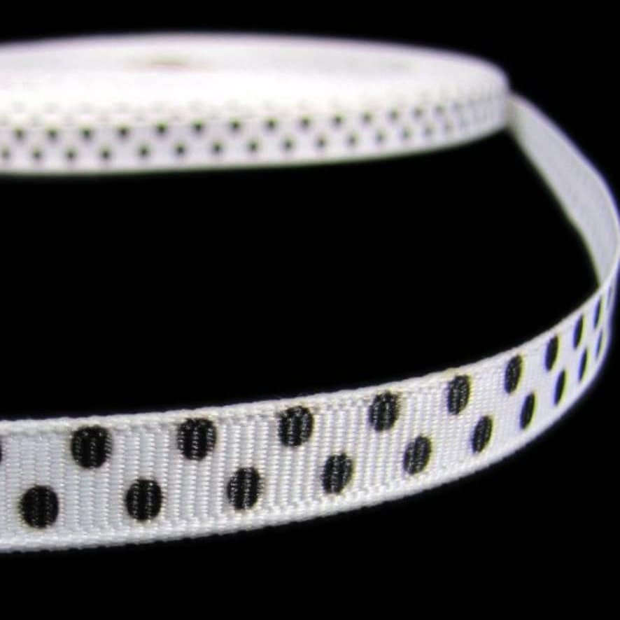 1 Pcs 3/8"W Polka Dot Grosgrain Ribbon White Black Confetti 10 Yards, Ribbon for Gift Wrapping | #AA120RK