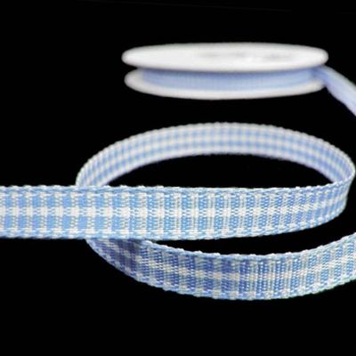1 Pcs 1/4"W Spool Mini Check Gingham Plaid Ribbon Light Blue White 25 Yards, Gingham Ribbon for Gift Wrapping | #AA120RK