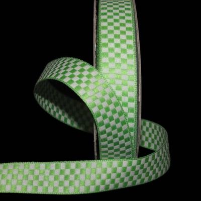 1 Pcs 5/8"W Checked Gingham Woven Jacquard Ribbon Green White 5 Yards, Gingham Ribbon for Gift Wrapping | #AA120RK