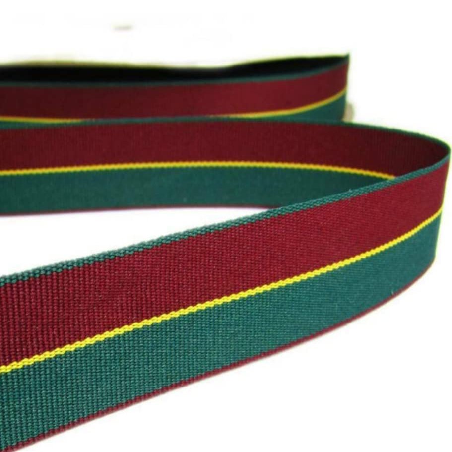 1 Pcs 7/8"W Striped Grosgrain Ribbon Dark Red Green 5 Yards, Stripe Ribbon for Gift Wrapping | #AA120RK