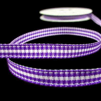 1 Pcs 1/4"W Spool Mini Check Gingham Plaid Ribbon Purple White 25 Yards, Gingham Ribbon for Gift Wrapping | #AA120RK