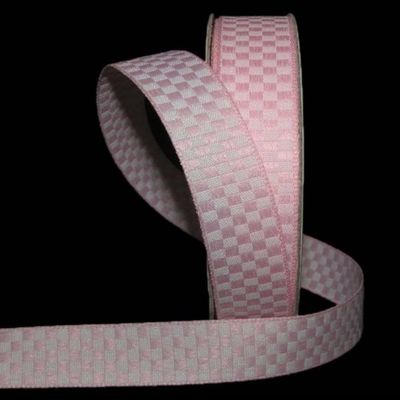 1 Pcs 5/8"W Checked Gingham Woven Jacquard Ribbon Light Pink White 5 Yards, Gingham Ribbon for Gift Wrapping | #AA120RK