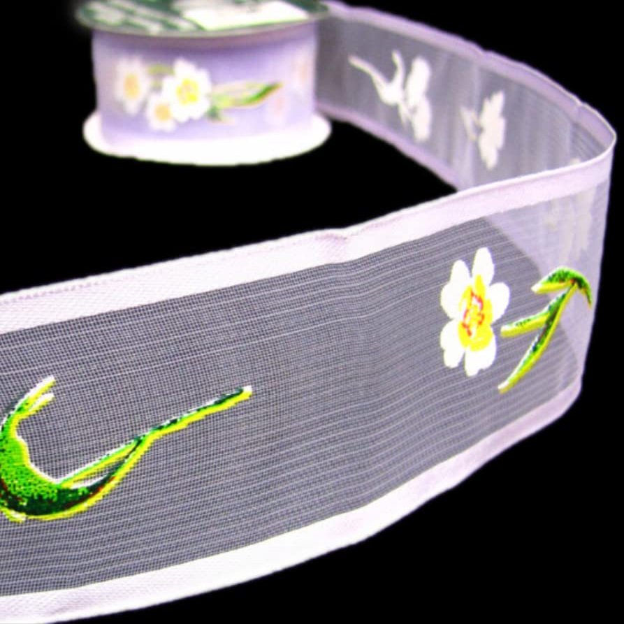 1 Pcs 1 1/2"W Sheer Satin Edge Wired Ribbon Purple 5 Yards, Ribbon for Gift Wrapping | #AA120RK