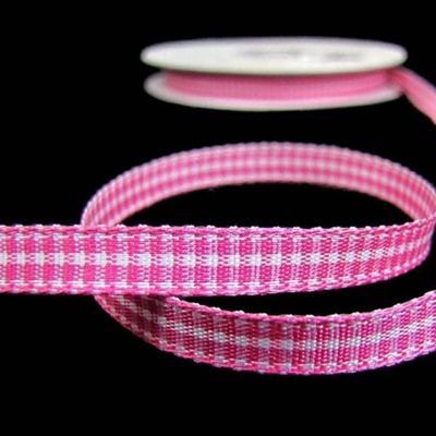 1 Pcs 1/4"W Spool Mini Check Gingham Plaid Ribbon Hot Pink White 25 Yards, Gingham Ribbon for Gift Wrapping | #AA120RK