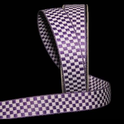 1 Pcs 5/8"W Checked Gingham Woven Jacquard Ribbon Purple White 5 Yards, Gingham Ribbon for Gift Wrapping | #AA120RK