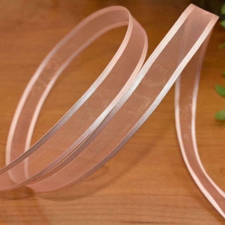 1 Pcs 5/8"W Sheer Satin Edge Wired Ribbon Light Coral 10 Yards, Ribbon for Gift Wrapping | #AA120RK