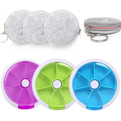 3PCS Pill Organizer Travel Pill case for Purse Portable Medicine case Small Weeks Pill Box for Vitamins/Fish Oil/Pills/Supplements (3PCS+3Bag)