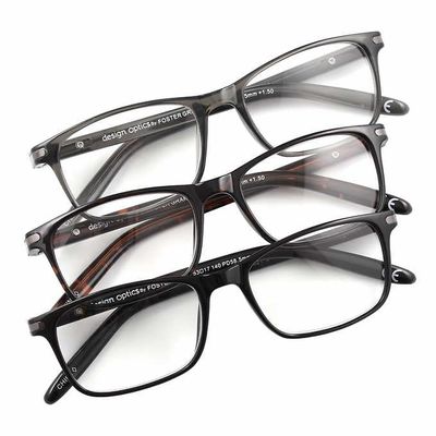 Design Optics by Foster Grant Cole Full Rim Rectangular Reading Glasses, 3-Pack (Shiny black/Classic tortoise/Shiny grey, 1.25, multiplier_x), 55mm