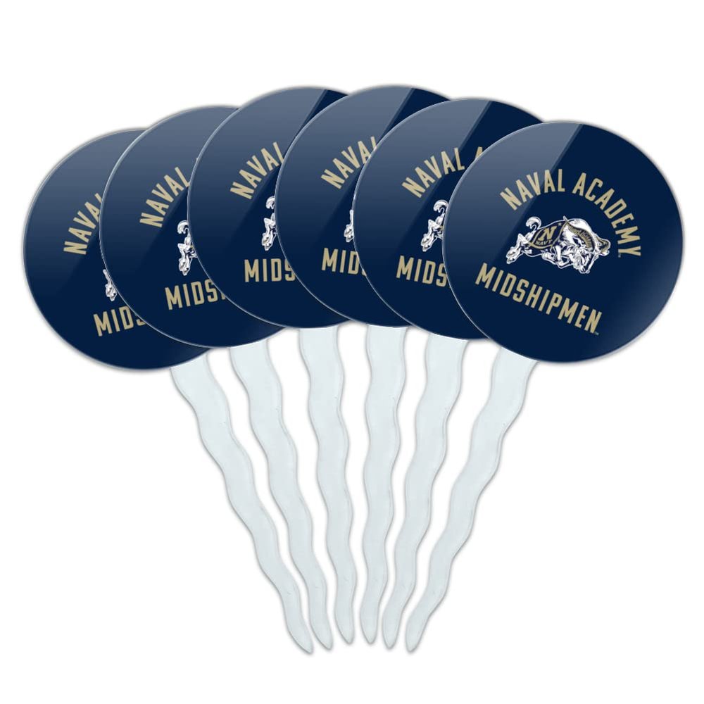 GRAPHICS & MORE US Naval Academy Midshipmen Cupcake Picks Toppers Decoration Set of 6