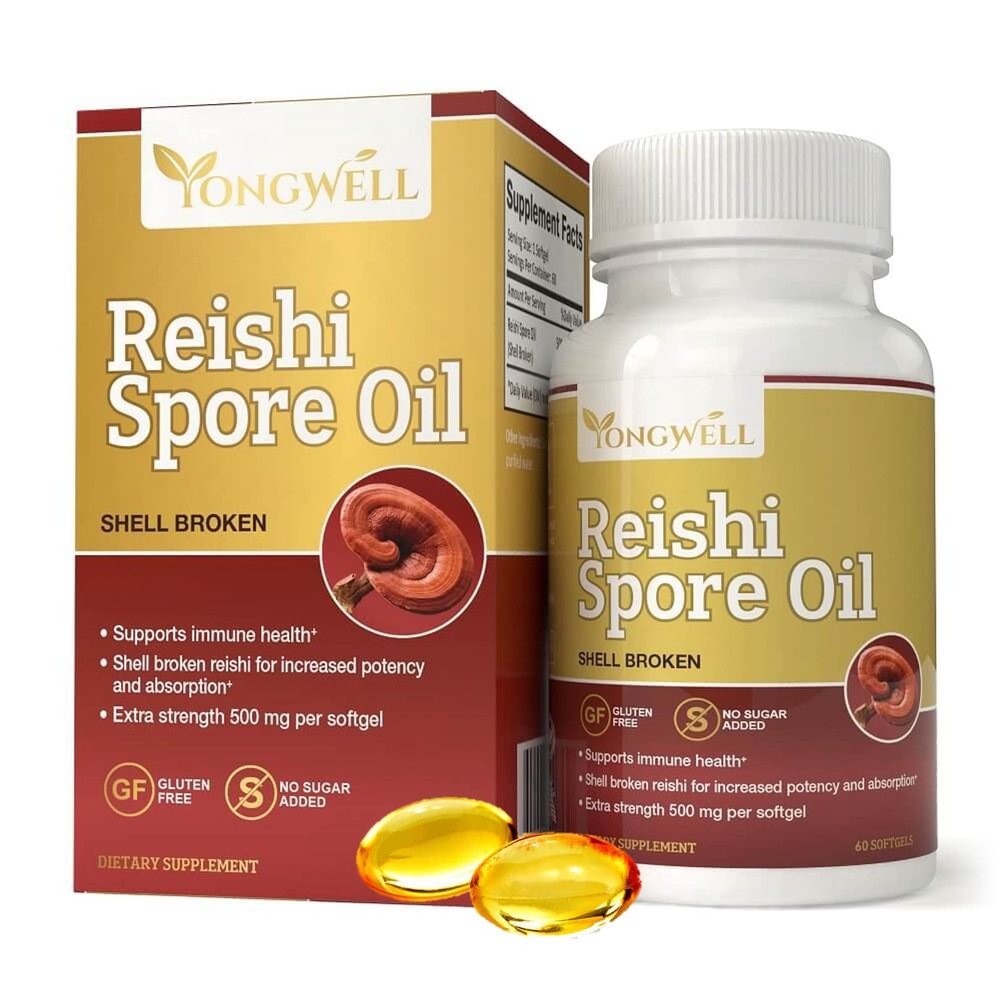 YongWell Reishi Spore Oil Shell Broken Extra Strength 500mg (60 Softgels)