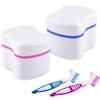 BTwood Denture Bath Kit  Includes 2 Denture Bath Cups, 2 Denture Cleaner Brushes, and 2 Strainer Baskets  Ideal for Dentures, Retainers, and Mouthguards view 1
