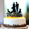 Elegant Mr & Mrs Wedding Anniversary Cake Topper Silhouette With Dog Cat Bride & Groom Cake Topper Custom Name Wedding Est Date For Wedding Bridal Shower Party Decor Wedding Gifts Acrylic Black view 2