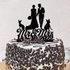 Elegant Mr & Mrs Wedding Anniversary Cake Topper Silhouette With Dog Cat Bride & Groom Cake Topper Custom Name Wedding Est Date For Wedding Bridal Shower Party Decor Wedding Gifts Acrylic Black view 3