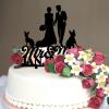 Elegant Mr & Mrs Wedding Anniversary Cake Topper Silhouette With Dog Cat Bride & Groom Cake Topper Custom Name Wedding Est Date For Wedding Bridal Shower Party Decor Wedding Gifts Acrylic Black view 4