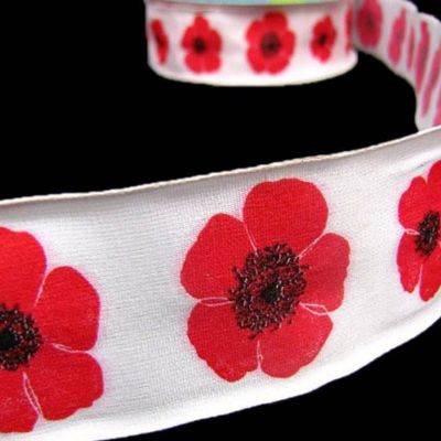 1 Pcs 1 1/2"W Flowers Wired Ribbon Red Black 5 Yards, Flowers Ribbon for Gift Wrapping | #AA120RK