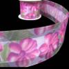 1 Pcs 2 1/2"W Sheer Edge Wired Ribbon Pink Purple Flower 10 Yards, Flowers Ribbon for Gift Wrapping | #AA120RK view 1