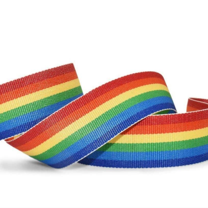 1 Pcs 1"W Striped Grosgrain Ribbon Rainbow 5 Yards, Stripe Ribbon for Gift Wrapping | #AA120RK