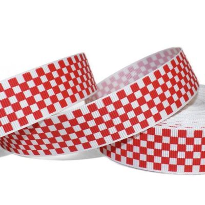 1 Pcs 1"W Checkered Gingham Grosgrain Ribbon Red White 5 Yards, Gingham Ribbon for Gift Wrapping | #AA120RK